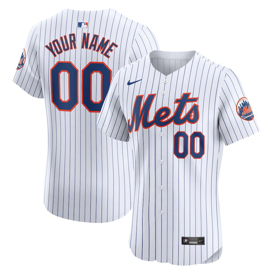 Men New York Mets Nike White Home Elite Custom MLB Jersey->customized mlb jersey->Custom Jersey
